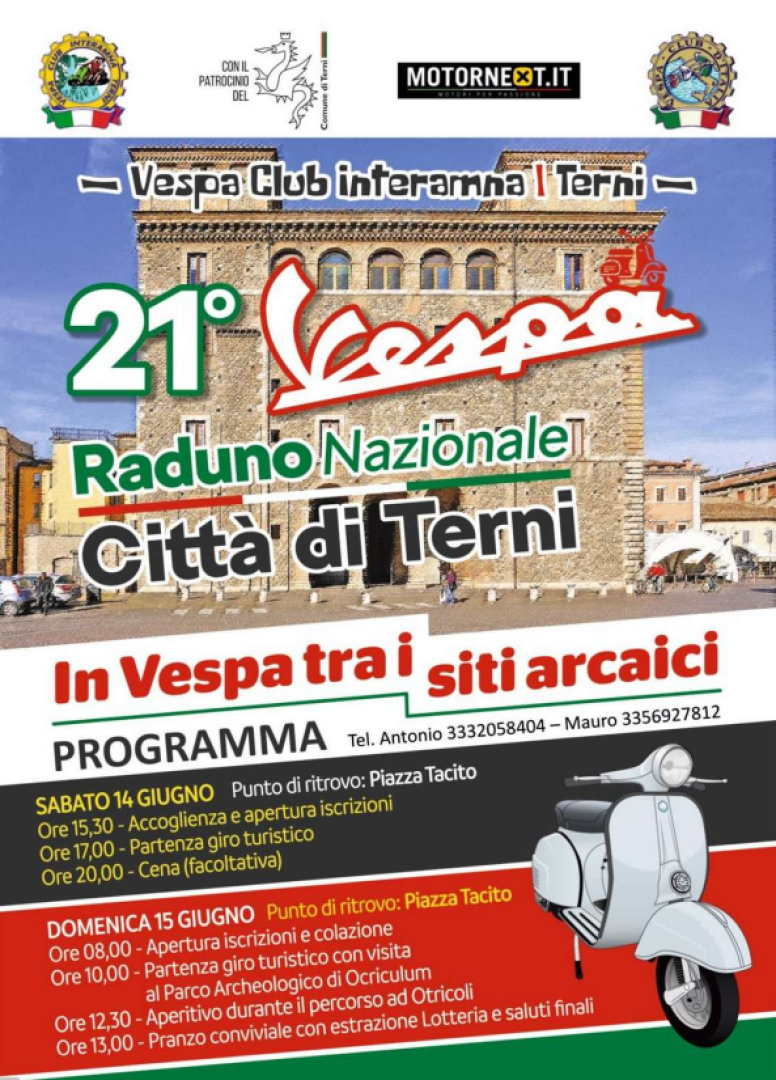 Vespa Club Interamna presenta il 21° Raduno Nazionale: in Vespa tra i siti arcaici di Terni